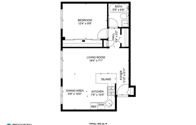 1 bed, 1 bath, 492 sqft, $1,850, Unit 245