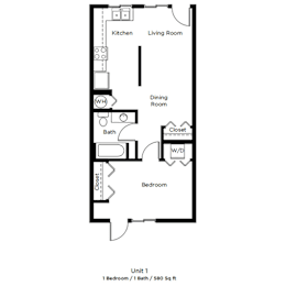 1 bed, 1 bath, 580 sqft, $1,153