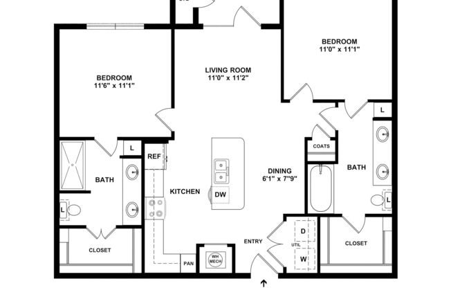 2 beds, 2 baths, 960 sqft, $1,524