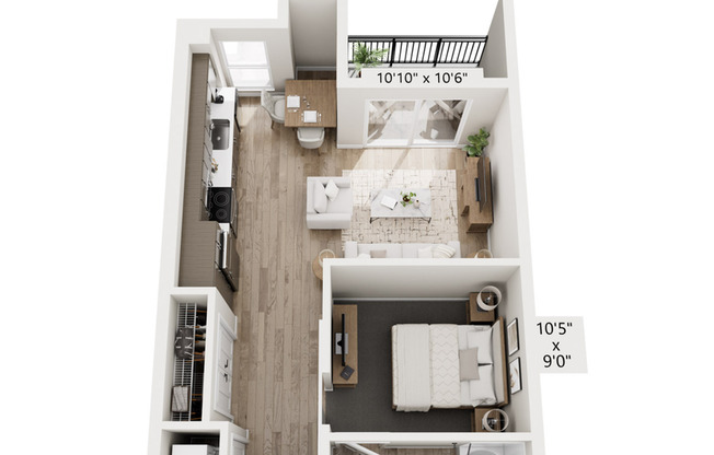 Studio, 1 bath, 612 sqft, $1,490, Unit 8421-223