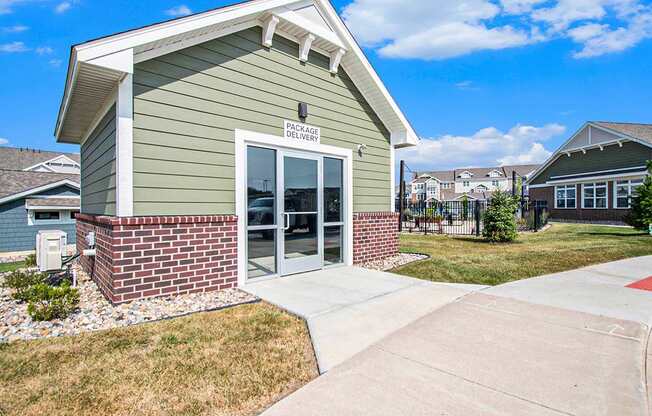 A package delivery building at Strathmore Apartment Homes, West Des Moines, IA