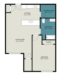 1 bed, 1 bath, 877 sqft, $1,380