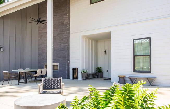 exterior patio area of townhome in daytime