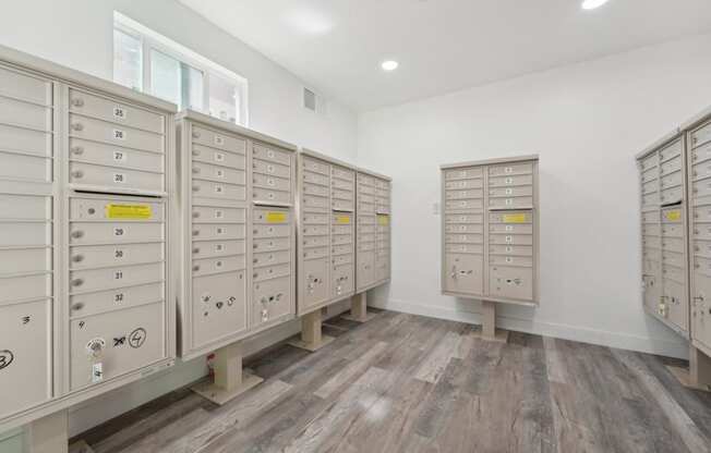 the lockers in the laundry room at the preserve at green valley