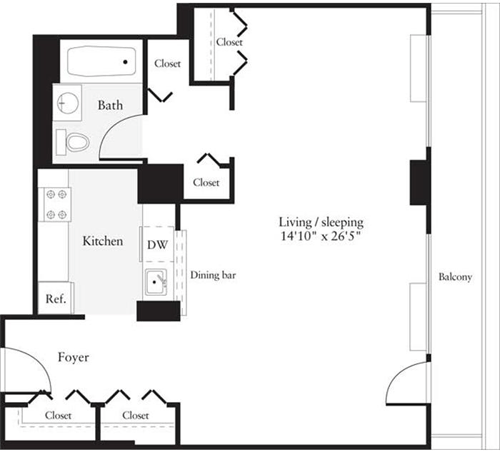 Studio, 1 bath, 623 sqft, $3,224