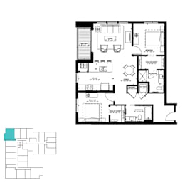 2 beds, 2 baths, 1,114 sqft, $2,427