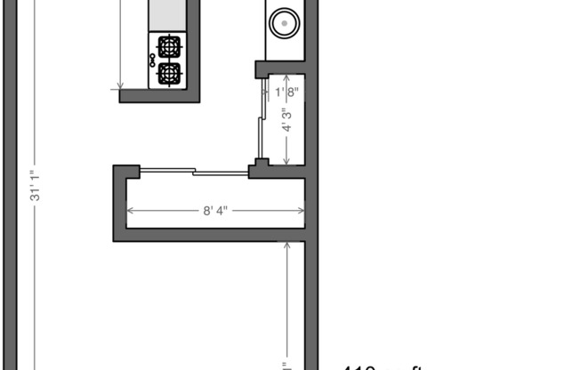 Studio, 1 bath, 500 sqft, $1,550, Unit 121