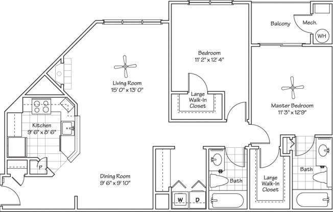 2 beds, 2 baths, 1,151 sqft, $2,591, Unit 114