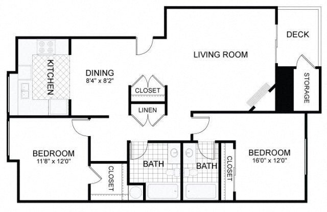 2 beds, 2 baths, 1,064 sqft, $2,599