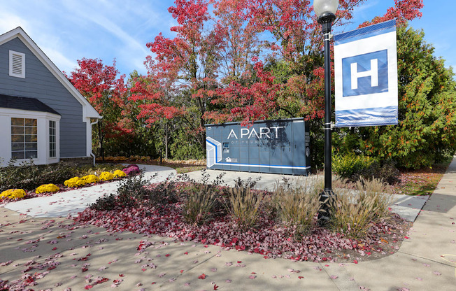 the entrance sign in front of a house