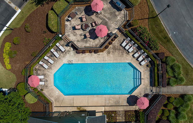 Aerial View Of The Swimming Pool & Sundeck