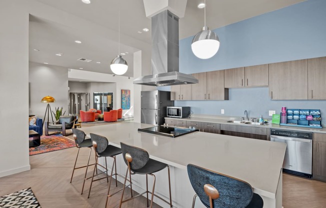 clubhouse kitchen and seating area