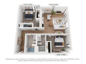 2 beds, 2 baths, 969 sqft, $3,063