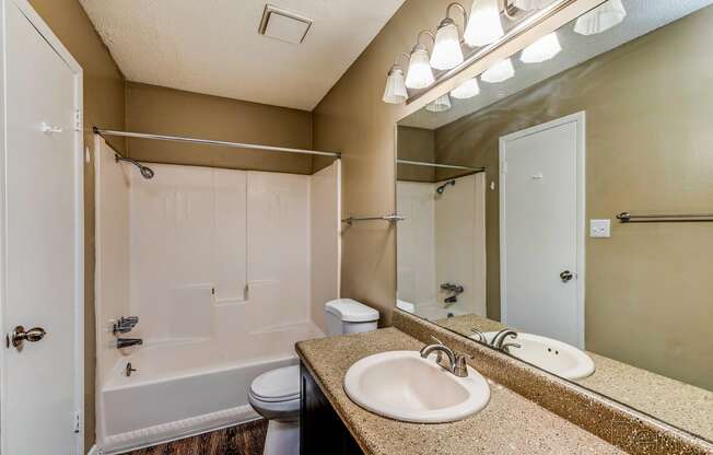 a bathroom with a sink and a shower and a mirror