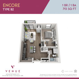 1 bed, 1 bath, 713 sqft, $1,516