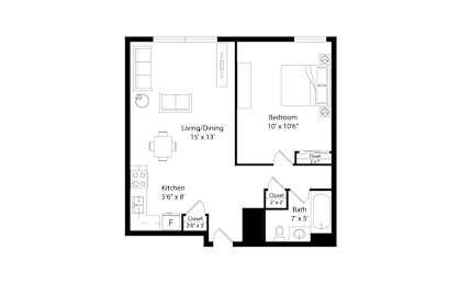 1 bed, 1 bath, 600 sqft, $1,295