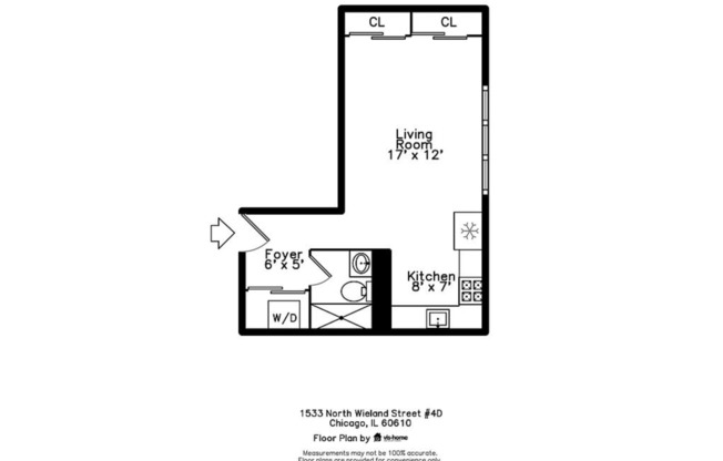 Studio, 1 bath, 400 sqft, $1,900, Unit 2D