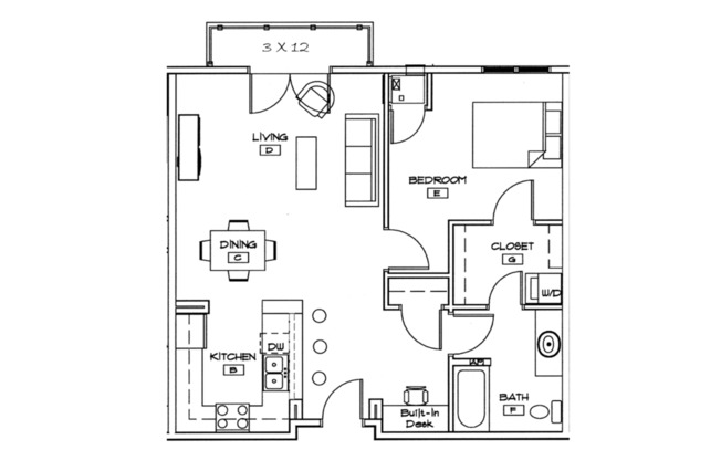 1 bed, 1 bath, 800 sqft, $1,595, Unit 309