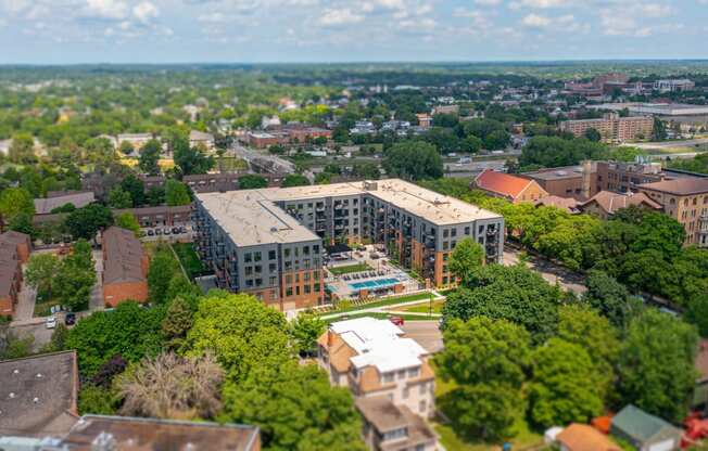 Drone View Of Community at The Hill Apartments, Saint Paul, MN