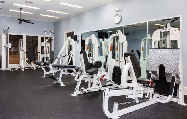 Premium fitness center with strength and cardio equipment at Adrian on Riverside in Macon, GA