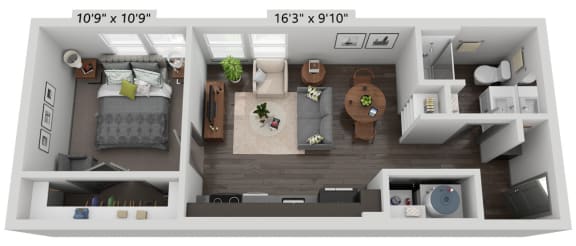 1 bed, 1 bath, 567 sqft, $1,316