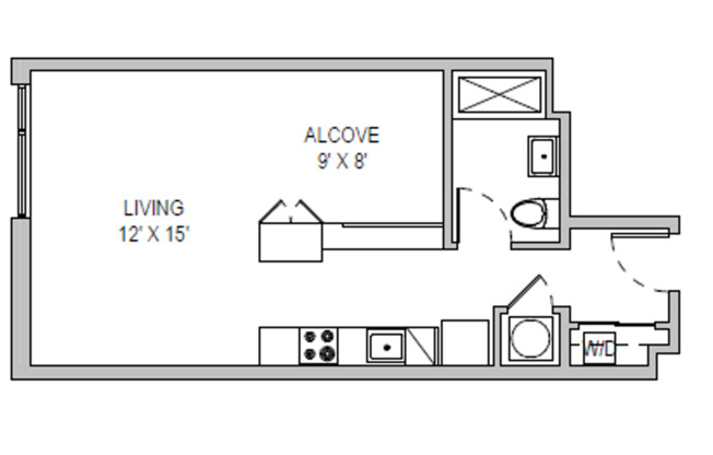 Studio, 1 bath, 475 sqft, $1,195, Unit Apt 2A