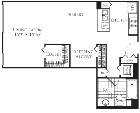 Studio, 1 bath, 678 sqft, $2,094, Unit 420