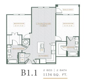 2 beds, 2 baths, 1,134 sqft, $1,970