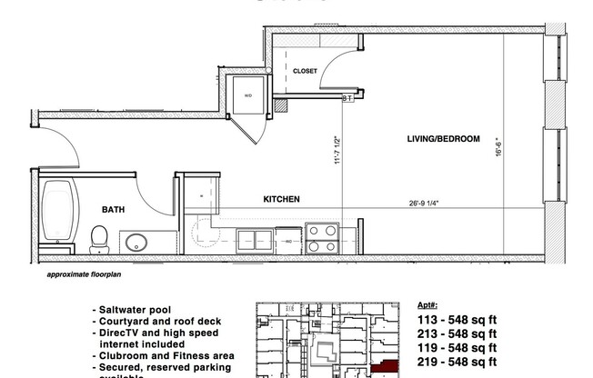 Studio, 1 bath, 549 sqft, $1,195, Unit APT 219