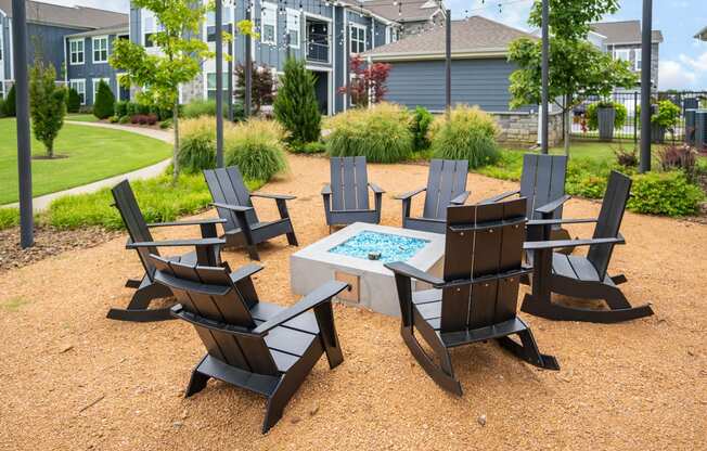 Outdoor Fire Pit Area with Adirondack Chairs