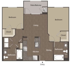 2 beds, 2 baths, 1,036 sqft, $3,335