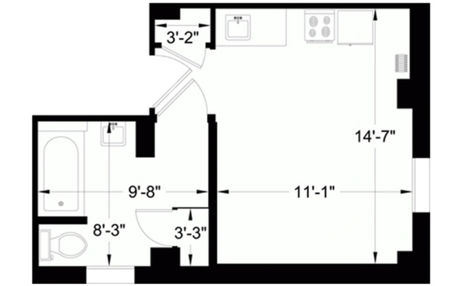 1 bed, 1 bath, 380 sqft, $1,250