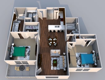 2 beds, 2 baths, 1,066 sqft, $1,877