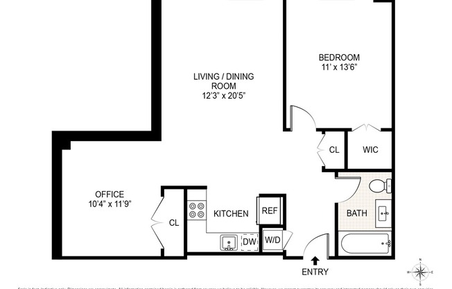 1 bed, 1 bath, 832 sqft, $4,995, Unit 2FS