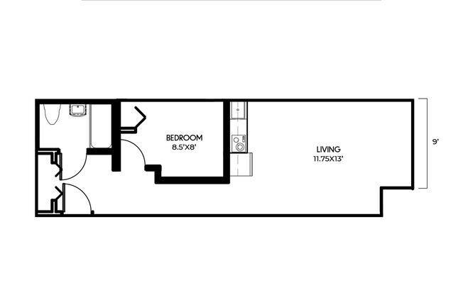 1 bed, 1 bath, 514 sqft, $1,829, Unit 506