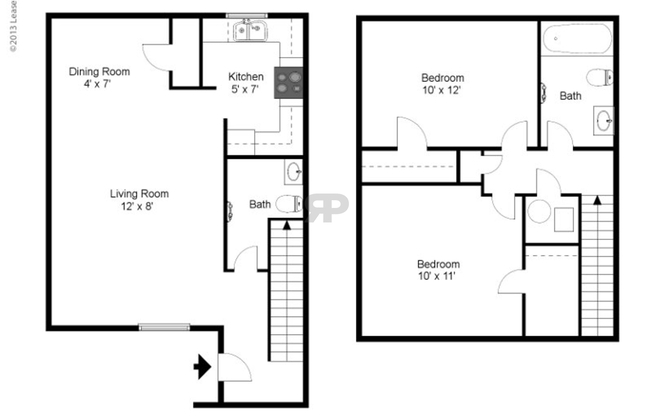 2 beds, 1.5 baths, 975 sqft, $890