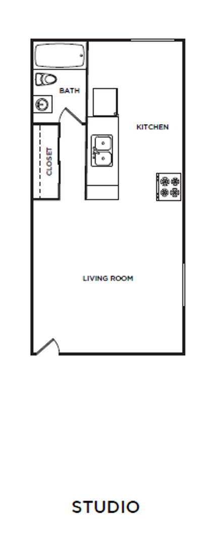 Studio, 1 bath, 420 sqft, $1,100, Unit 59