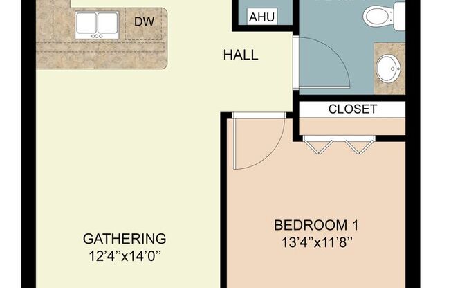 1 bed, 1 bath, 703 sqft, $1,500, Unit 2-203