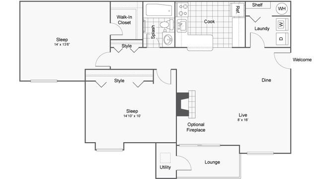 2 beds, 1 bath, 1,002 sqft, $1,590