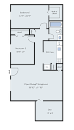 2 beds, 1 bath, 810 sqft, $1,445