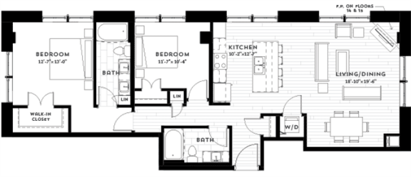 2 beds, 2 baths, 1,328 sqft, $3,240