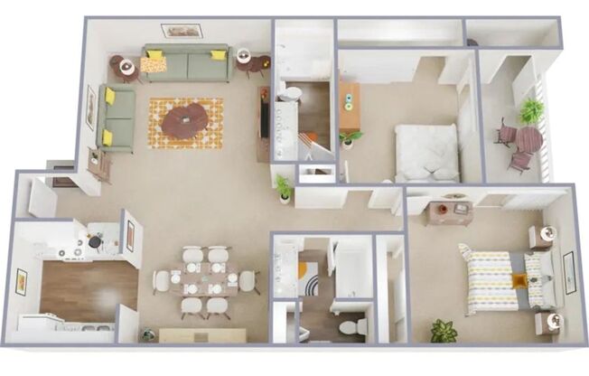 2 beds, 2 baths, 1,027 sqft, $1,405, Unit 204