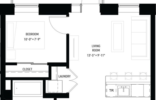 1 bed, 1 bath, 635 sqft, $1,380, Unit W161