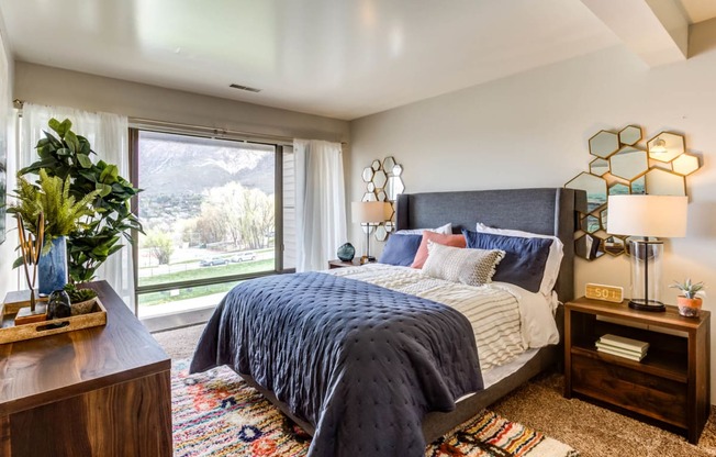 Beautiful Bright Bedroom With Wide Windows at Cliffs at Canyon Ridge, Ogden, UT