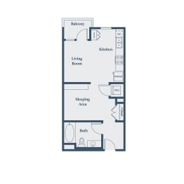 Studio, 1 bath, 553 sqft, $2,304