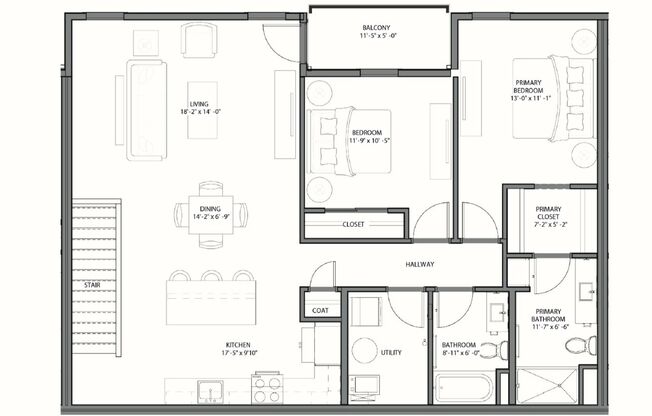 2 beds, 2 baths, 1,273 sqft, $2,025, Unit B208