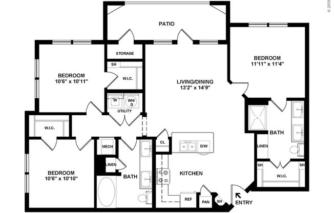 3 beds, 2 baths, 1,154 sqft, $1,787