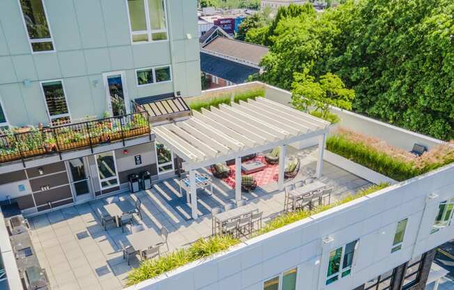 outdoor patio area in sunlight