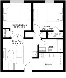 2 beds, 1 bath, 711 sqft, $1,825