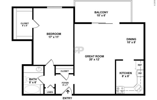 1 bed, 1 bath, 795 sqft, $1,212